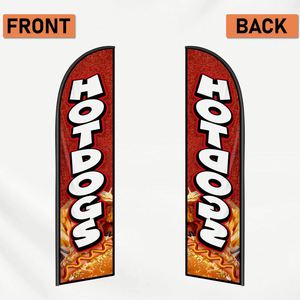 ธงขนนกแบบกำหนดเองคุณภาพสูงขนาด 2.5*11.5 ฟุต ลายฮอทดอก สำหรับงานปาร์ตี้ชายหาดและการโฆษณาประชาสัมพันธ์ - Product Image 3