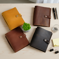 Couverture de classeur A5 en cuir véritable avec poignée, personnalisable, pour carnet à feuilles mobiles, en cuir de vachette, rechargeable, idéal pour les cadeaux