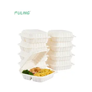 mineral filled take out hinged plates mfpp 3 compartment plate 8x8 food packaging disposable to go plate