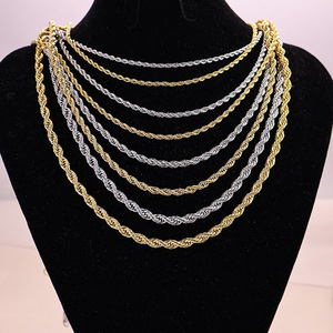 Collar Dorado para Hombre, Chapado en Oro de 18K, Cadena de Cuerda de Acero Inoxidable 316L, Collar Tejido para Hombre, Joyería Fina, Cadena de Collar para Hombre - Product Image 2