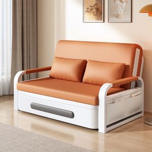 Lit pliable avec rangement Nouveau produit Cadre en bois massif Rembourrage en mousse Tapisserie d'ameublement en cuir Canapé-lit Lits en métal - Product Image 6