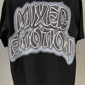 Camiseta de Manga Corta para Hombre, Diseño Urbano, 100% Algodón, Estampado Retro de Grafiti, Corte Holgado, con Diamantes - Product Image 5