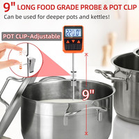 Thermomètre à bonbons numérique avec pince à pot, thermomètre à viande programmable à lecture instantanée pour thermomètre à friture à huile liquide