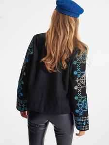 Chaqueta Acolchada de Lona Tejida para Mujer, Otoño-Invierno 2025, con Botones, Bordado Floral y Forro de Algodón, para Fiestas - Product Image 3