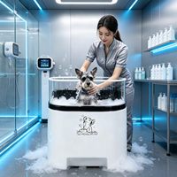 Baignoire Spa pour Animaux DPbathe au Design Moderne avec Panneau en Verre Trempé Visible, Ozone, Bain de Lait, Hydromassage pour Chiens et Chats