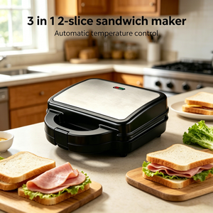 Grille de petit-déjeuner électrique 3 en <span class=keywords><strong>1</strong></span>, double plaque chauffante, gril à gaufres antiadhésif, cuisinière d'intérieur pour faire des sandwichs, des steaks et des burgers - Product Image 4