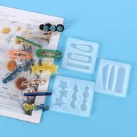 Kit d'accessoires pour pinces à cheveux pour filles en résine époxy cristalline DIY, formes irrégulières variées, silicone finition miroir