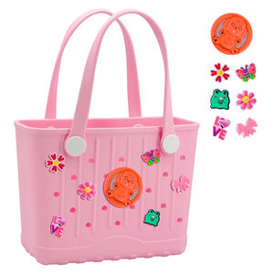 Bolsa de playa unisex multicolor impermeable de gran capacidad, ligera, lavable, de goma EVA, con dije. - Product Image 6