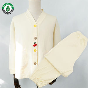 Ensembles de pyjamas pour femmes en coton biologique 100% avec logo personnalisé, ensembles de vêtements de nuit respirants en coton biologique 100% pour femmes - Product Image 4