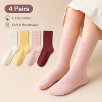 Chaussettes mi-mollet en pur coton pour filles, sans couture, antibactériennes, couleur unie, pour l'école, printemps-automne, douces