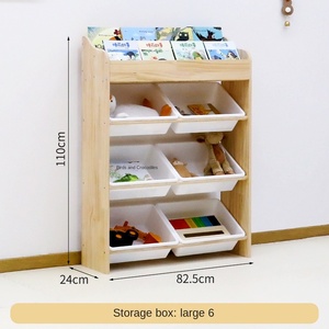 Estante de Almacenamiento de Juguetes para Niños, Estilo Simple, Madera Maciza, Multi-nivel, No Plegable, Hecho en China - Product Image 6