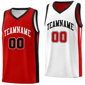 Maillot de basket-ball personnalisé rouge et blanc double face - Product Image 1