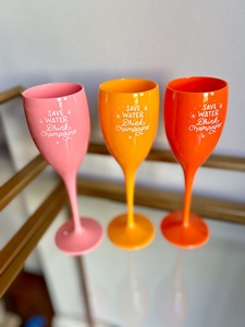 Unbreakable acrilico Champagne vetro di <span class=keywords><strong>plastica</strong></span> rosa bicchiere di vino tazza su misura Logo colore Design classico calice - Product Image 6