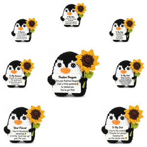 Muñeco de Pingüino de Ganchillo con Hilo de Lana, Blanco y Negro, Hecho a Mano, Estilo Moderno Minimalista, con Mensaje de Amor, Regalo Decorativo para Mamá, Esposa, Esposo - Product Image 1