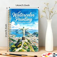 Carnet de peinture aquarelle BviewArt pour débutants – Cahier d'exercices guidé, 12 motifs, papier épais 250 g/m², peinture relaxante et facile