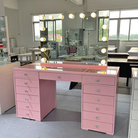 Commode rose de luxe avec haut-parleur Bluetooth et miroir de maquillage à lumière LED, coiffeuse avec 13 tiroirs pour ensembles de chambre à coucher, fabricant