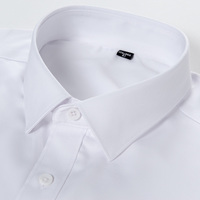 Chemise habillée pour homme, respirante, anti-froissement, style coréen, unie, blanche, manches longues, coupe ajustée, simple boutonnage, polyester/coton
