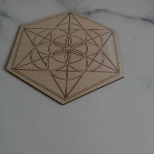 Panneau décoratif en bois à motifs géométriques hexagonaux, tableau de cristal, spiritueauté, sous-verre, panneau d'isolation thermique - Product Image 5