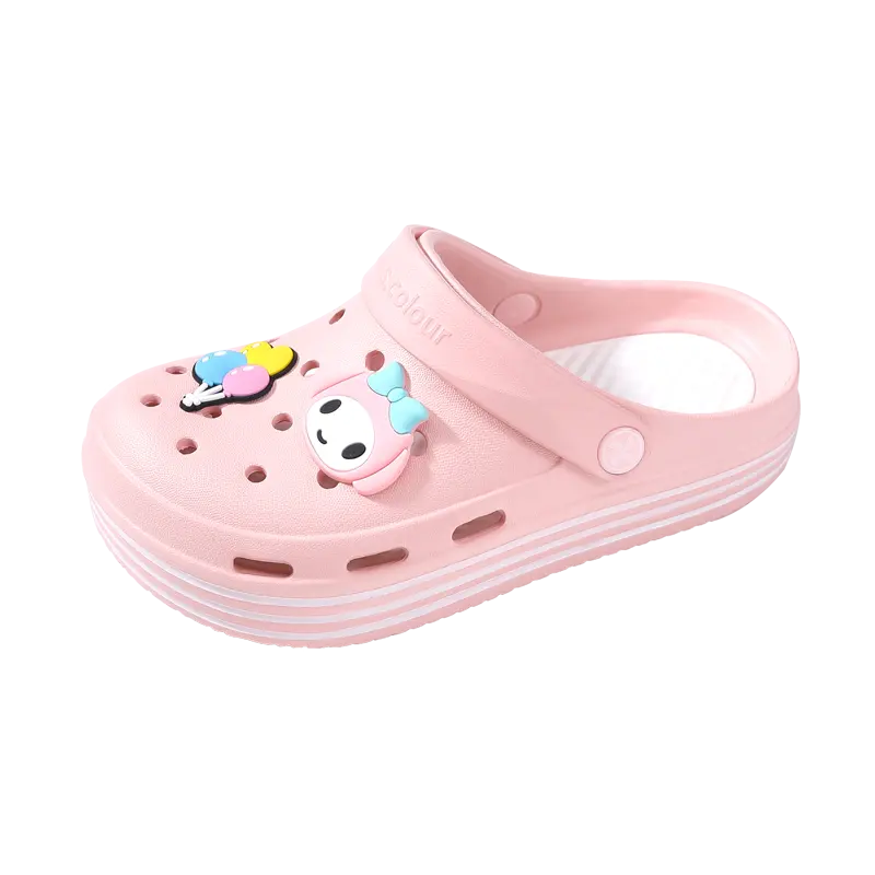 Hot Sale Summer Cartoon Pink Flat Girls Baby Cave Shoes Outdoor Fashion Lovely Kids Children Slides Slippers Flip Flops