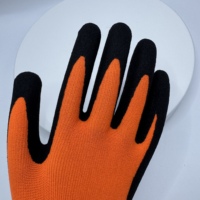 Sarung Tangan Kerja Industri 13G Oranye Nylon Spandex Berlapis Nitril Sandy untuk Perawatan dan Penanganan