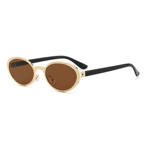 Wholesale Stylish Retro Oval Metal Ladies Outdoor Sun Protection Travel Party All Match Sunglasses - Product Image 4