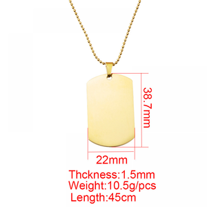 Collana Personalizzata da Uomo Trendy Hip Hop con Targhetta Vuota Placcata Oro 18k per Incisione Nome - Product Image 3