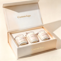 Boîte cadeau de bougies parfumées personnalisées de qualité supérieure avec logo, lot de 3, bougies en cire de soja parfumées pour la fragrance de la maison, cadeaux de mariage