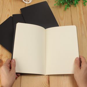 Custom Retro Black Cover Kraft Paper A5 Size Hardcover Thermal Binding Blank Drawing Diary <b>Notebook</b> - Product Image 3