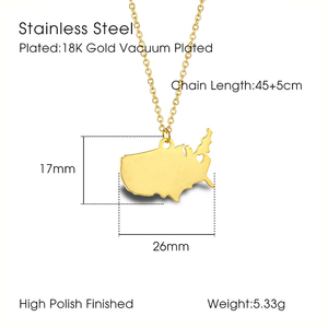 Collier pendentif en or 18 carats imperméable <span class=keywords><strong>carte</strong></span> des <span class=keywords><strong>états</strong></span>-<span class=keywords><strong>unis</strong></span> collier minimaliste <span class=keywords><strong>carte</strong></span> du pays du monde bijoux pour femmes filles - Product Image 3