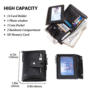 HUMERPAUL Custom uomini classici portafoglio in pelle RFID <span class=keywords><strong>porta</strong></span> <span class=keywords><strong>carte</strong></span> di credito con portamonete di alta qualità frizione maschio con catena - Product Image 2