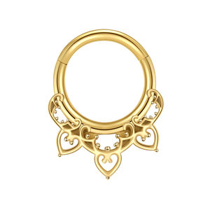 Anillo Nasal <span class=keywords><strong>de</strong></span> Acero Inoxidable 316L Personalizado Superstar, Diseño <span class=keywords><strong>de</strong></span> Rejilla Hueca Pulida, Joyería para Piercing Corporal, para Bodas - Product Image 3