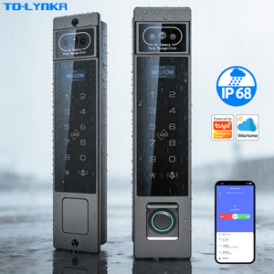 <span class=keywords><strong>Serrure</strong></span> de porte intelligente extérieure étanche IP68 pour jardin, porte d'entrée, reconnaissance faciale 3D, Tuya Wifi Zigbee, double lecteur d'empreintes digitales - Product Image 1