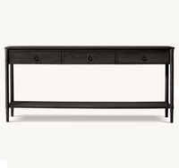 Console moderne en chêne massif RH OEM avec 3 tiroirs et étagère de rangement pour entrée, salon, couloir, hôtel