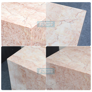 Small Size In Stock 100% Natural Cream Rose <b>Pink</b> Marble Stone Side Table for Apartment Villa Mansion Hotel Living Room Bed Room - Product Image 5