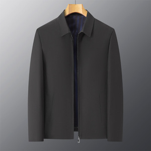 Veste <span class=keywords><strong>Mature</strong></span> à Double Poche Zippée pour Homme, Col Revers Décontracté, Manches Longues, Couleur Unie, Style Affaires et Gentleman, Printemps 2025 - Product Image 2