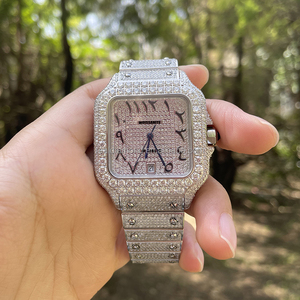 Hip Hop Bust Xuống Cơ Khí Đồng Hồ Đeo Tay Vuông Quay Iced out Moissanite Kim Cương Đồng Hồ Cho Nam Giới - Product Image 1