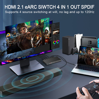 Commutateur 4K120Hz HDMI2.1 SWITCH 4X1 avec VRR ALLM D-olby Vision D-olby Atmos S-ONOS ARC/eARC 4 Ordinateur 1 Moniteur