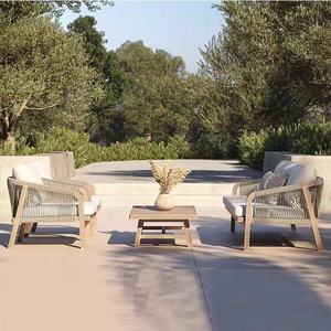 Tables et chaises haut de gamme imperméables de plein air pour hôtel, jardin, cour, <span class=keywords><strong>ensemble</strong></span> de tables à manger, meubles en bois massif nordiques et décontractés en <span class=keywords><strong>teck</strong></span> - Product Image 2