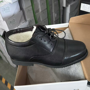 Chaussures habillées en cuir doublées polaire pour homme, taille 40, noires, à lacets, pour le bureau et les occasions formelles - Product Image 1