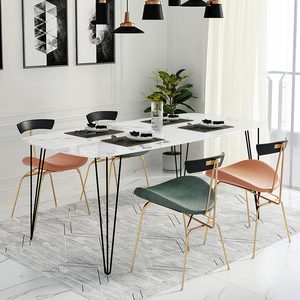 Ensemble de table à dîner salle à manger meubles en marbre table à manger 6 chaises modernes - Product Image 1