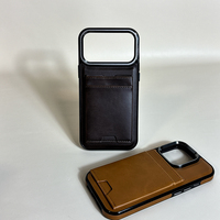 Étui de téléphone portable en cuir à cadre métallique avec porte-cartes pour Iphone 17 pro max