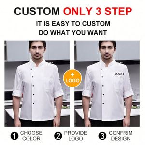 Vestes de Chef de Haute Qualité, Fabrication Directe d'Usine, Personnalisées en Blanc et Noir, Uniformes de Travail pour Serveurs de Restaurant et Traiteur, avec Logo Brodé - Product Image 4