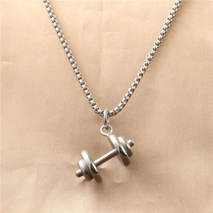 Stainless Steel <b>Dumbbell</b> Pendant Necklace For Men Retro Geometric Design Gift 12045 - Product Image 1