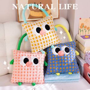 Cute Plush Pillow <b>Blanket</b> 2 In 1 For Nap And Back Support With Cartoon Design Unisex Soft Comfortable Home Use - Product Image 4