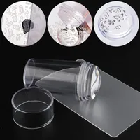 Tampon à ongles transparent avec raclette, tête en silicone gelée pour impression d'ongles français, plaque de tamponnage pour nail art, manucure