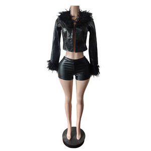 Nouveauté : Ensemble 2 pièces tendance en similicuir PU pour femme, imprimé serpent, haut à manches longues et short extensible, très vendu - Product Image 6