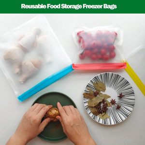 Huamaohengchun - Juego de 12 Bolsas Reutilizables para Almacenamiento de Alimentos, Clásicas, de PE, a Prueba de Fugas, Aptas para Congelador, Libres de BPA (4 Tamaños), para el Hogar y Camping - Product Image 5