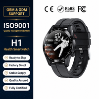 Montre connectée H1 personnalisée OEM pour hommes et femmes, double appel BT 5.1, écran 1,28'', moniteur de fréquence cardiaque, moniteur de pression artérielle, tracker de fitness