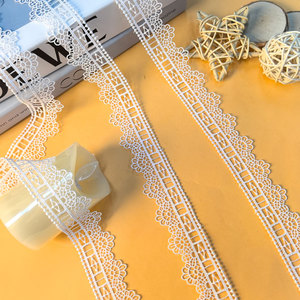 Nastro in <span class=keywords><strong>Pizzo</strong></span> Ricamato 100% Poliestere Bianco Leggero <span class=keywords><strong>e</strong></span> Morbido per Rifiniture di Abbigliamento, Vendita all'Ingrosso - Product Image 6