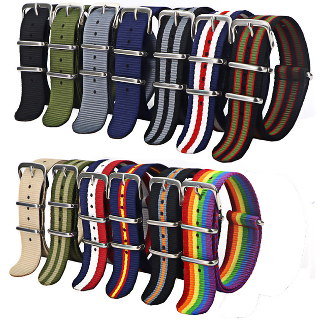 Woven Nylon Watch Band for Apple 18mm 20mm 22mm Adjustable Seatbelt Nylon Watch Strap